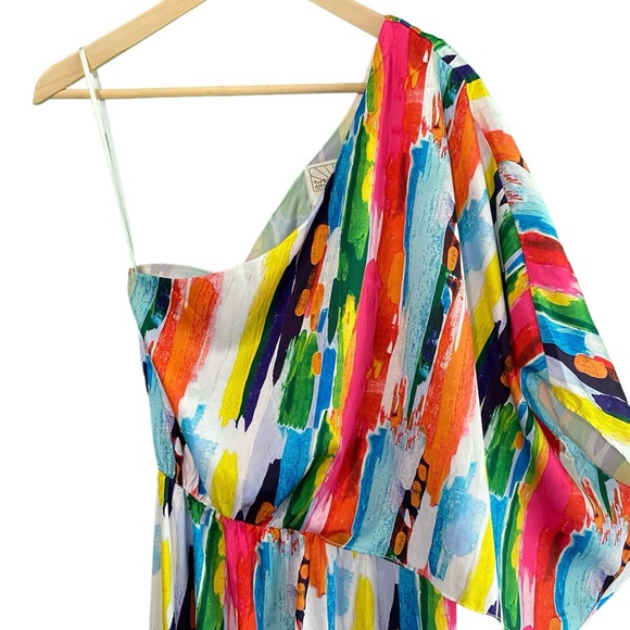 Project Judith March One Shoulder Colorful Maxi Dress Medium - Picture 5 of 8